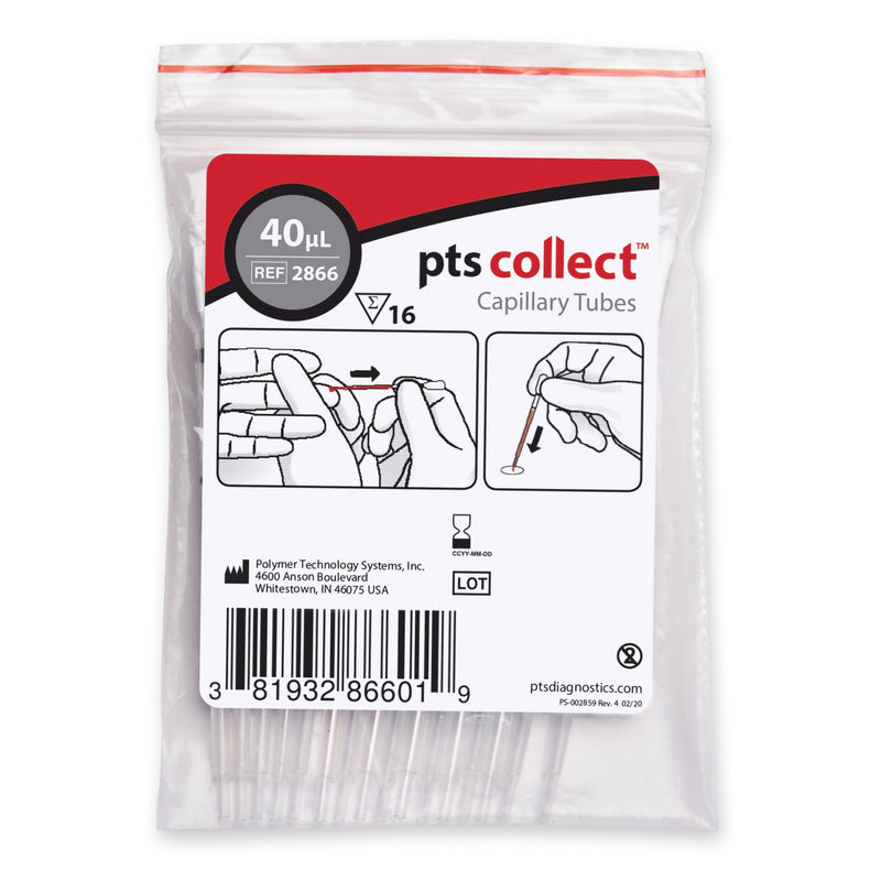 PTS Diagnostics PTS Diagnostics Capillary Blood Collection Tube, 40 µL (16/BG) 