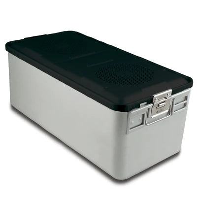 SklarLite Sterilization Container - Full-Size, Safe Lid, Perforated Bottom, 23" x 11" x 10", Black - 10-4238