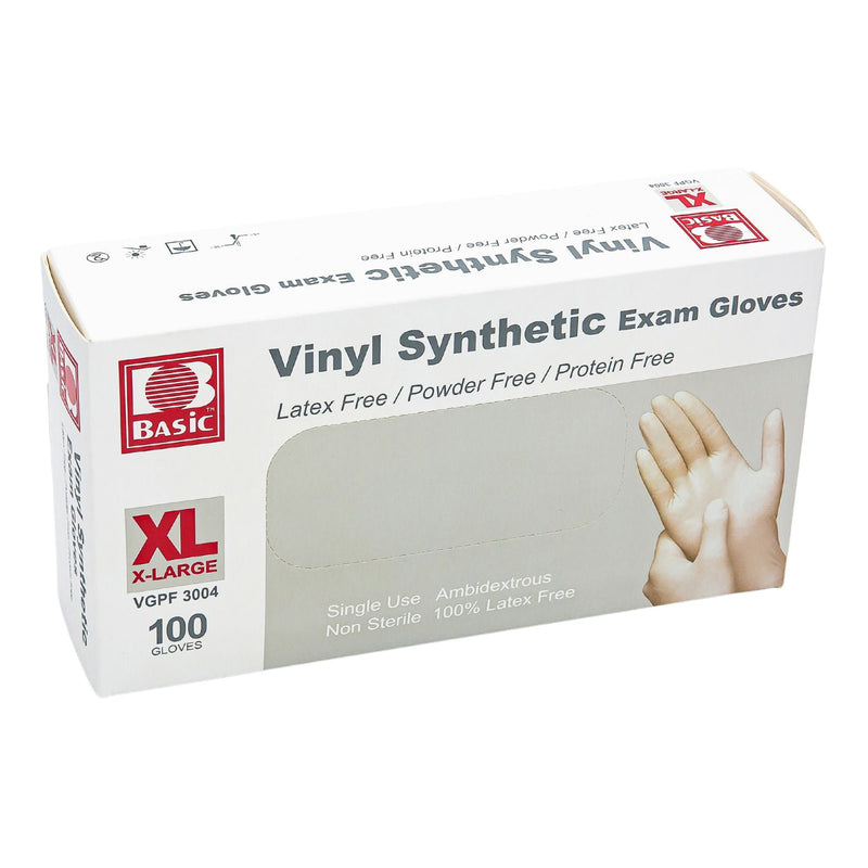 Basic Vinyl Exam Glove, Extra Large, White (Box of 100 Items)
