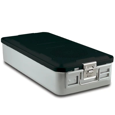 SklarLite Sterilization Container - Full-Size, Safe Lid, Perforated Bottom, 23" x 11" x 5", Black - 10-4094 