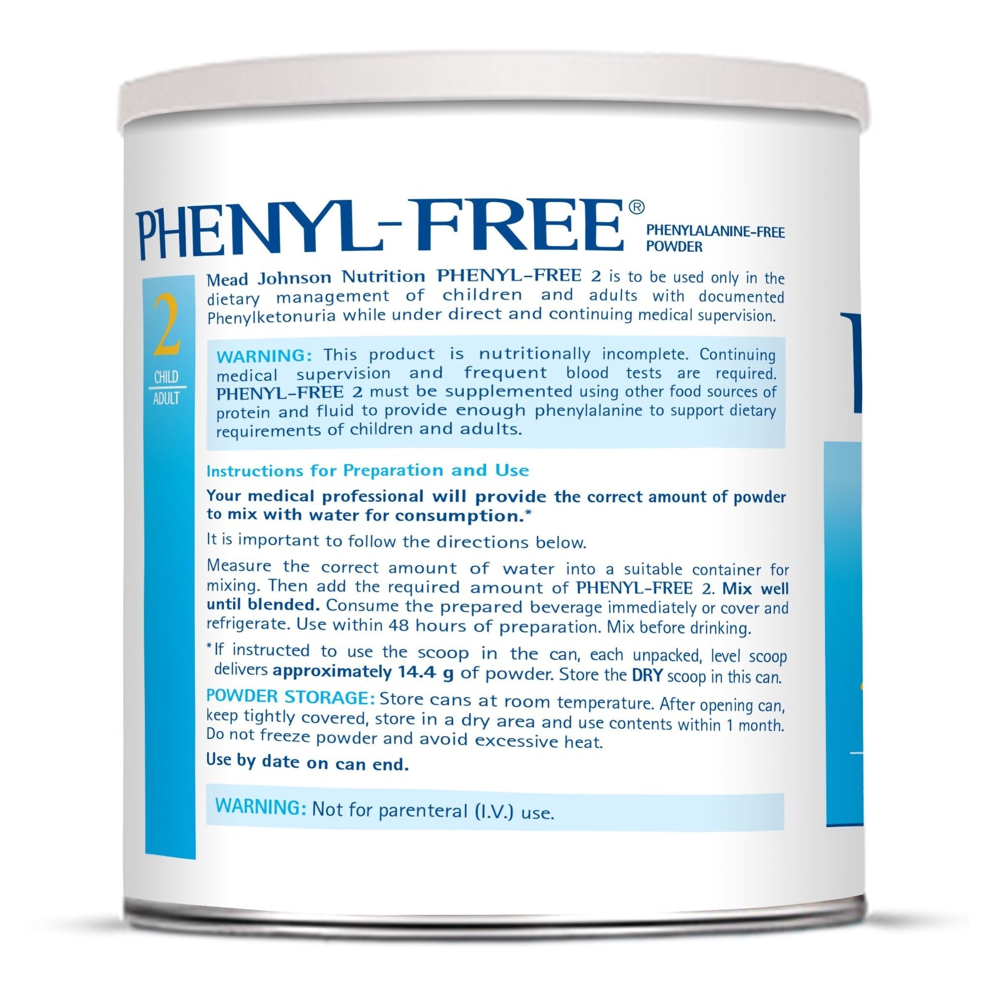 Mead Johnson Phenyl-Free 2 Vanilla Medical Food for the Dietary Management of PKU, 1 lb. Can (6/CS) 
