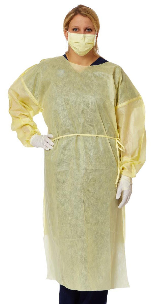Protective Procedure Gown QuickComply X-Large Yellow NonSterile AAMI Level 2 Disposable (Case of 100)