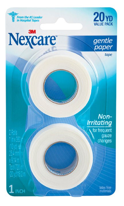 3M Nexcare Paper Medical Tape, 1 Inch x 10 Yard, White (Box of 48)