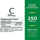 Nature's Bounty Vitamin C-500 mg Tablets (Bottle of 250)