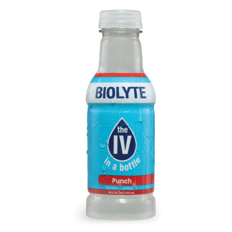 Biolyte the IV in a Bottle Electrolyte Hydration Drink, Punch Flavor, 16 ounces (Case of 12)