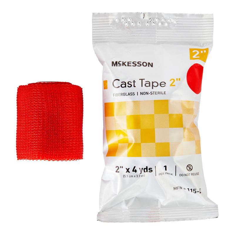McKesson Red Cast Tape, 2 Inch x 4 Yard (Box of 10 Rolls)
