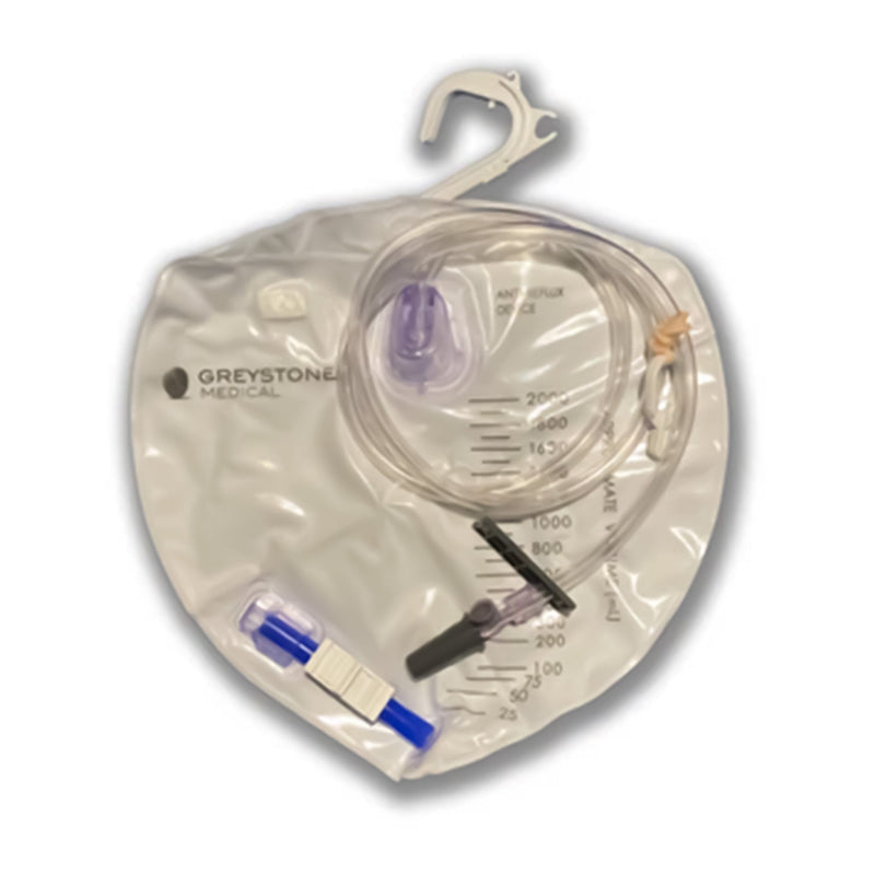 Urinary Drain Bag Greystone Medical Anti-reflux Valve Sterile 2,000 mL (20/CS)