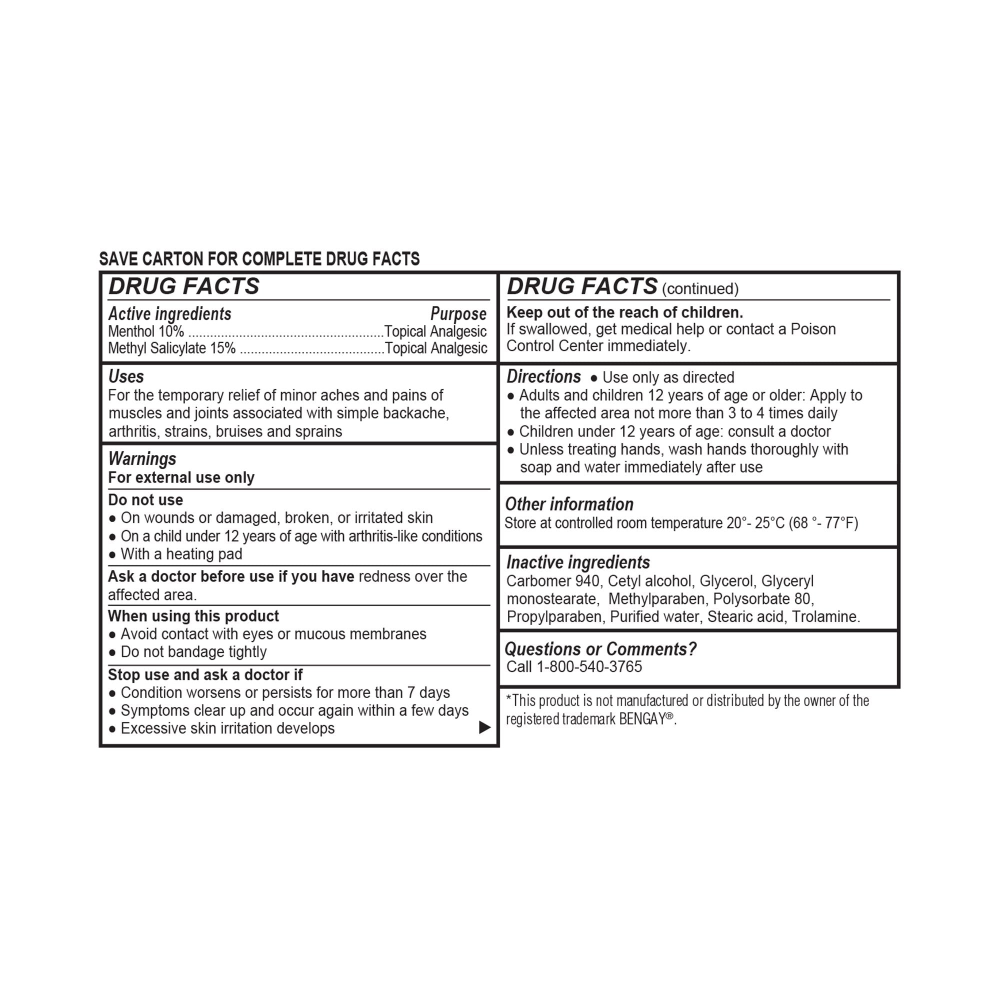 Geri-Care Geri-Care Menthol / Methyl Salicylate Topical Pain Relief, 1-ounce tube (6/CS) 