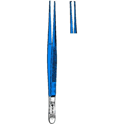Sklar Blue Electrosurgical Potts-Smith Tissue Forceps - 8-1/4", Straight, 1x2 Teeth - 91-5413 