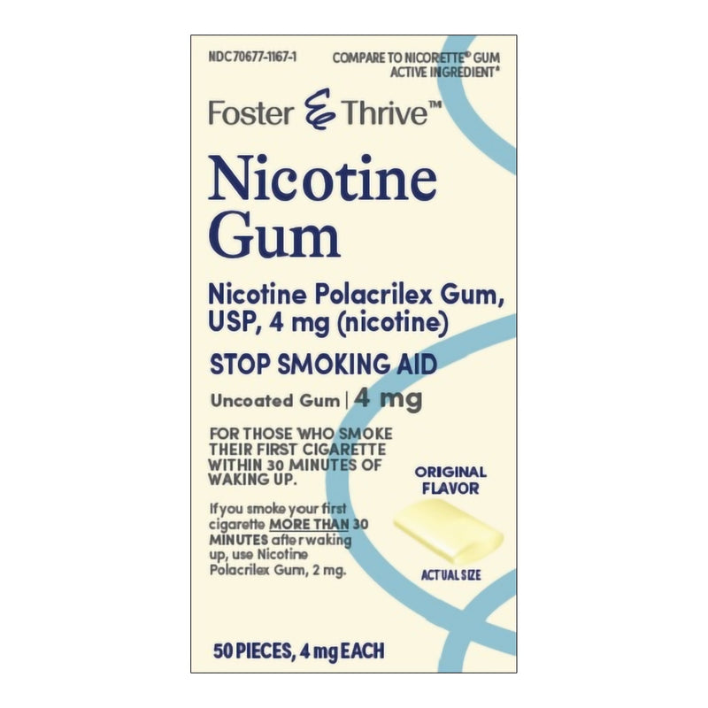 McKesson Brand Foster & Thrive Nicotine Polacrilex 4 mg (Nicotine) Gum, Original Flavor (50/PK) 