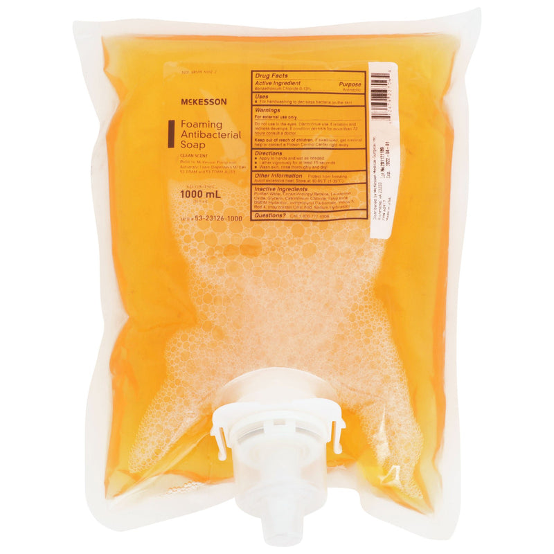 McKesson Clean Scent Foaming Antibacterial Soap, 1000 mL Refill Bag (Case of 4)
