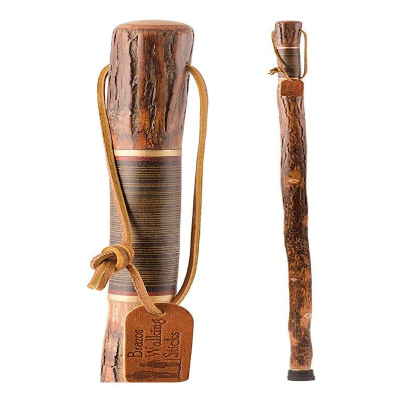 Brazos Exotic Leather Safari Hickory Rustic Walking Stick, 58-Inch (Each)