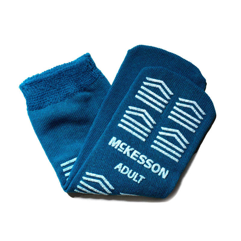 McKesson Slipper Socks, Single Tread, Adult, Teal (Case of 48 Pairs)