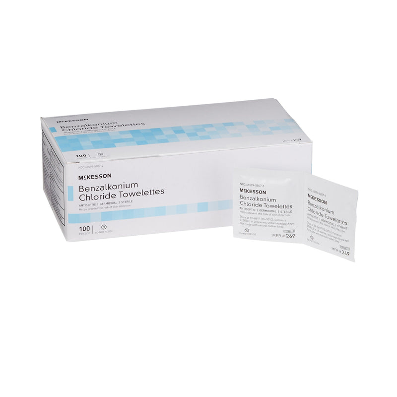 McKesson Benzalkonium Chloride Antiseptic Skin Wipes (Case of 1000) 