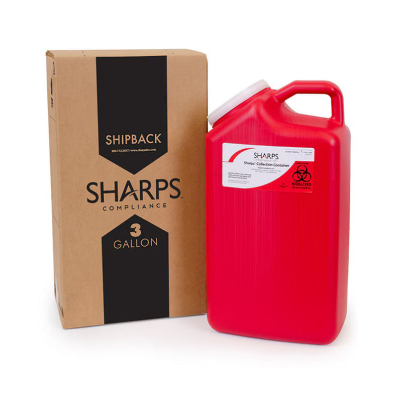 Sharps Recovery System Mailback Sharps Container, 3 Gallon, 17 x 6 x 9 Inch (Case of 8)
