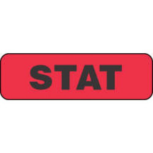 PDC Healthcare Pre-Printed Label pdc Auxiliary Label Red Paper STAT Black Alert Label 3/8 X 1-1/4 Inch (1000/RL) 