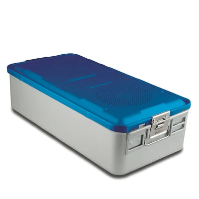 SklarLite Sterilization Container - Full-Size, Safe Lid, Perforated Bottom, 23" x 11" x 6", Blue - 10-4138 
