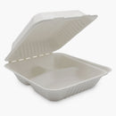 3 Compartment Clamshell Food Container Medd Max LLC 8 X 8 Inch White Compostable Bagasse (Case of 200)