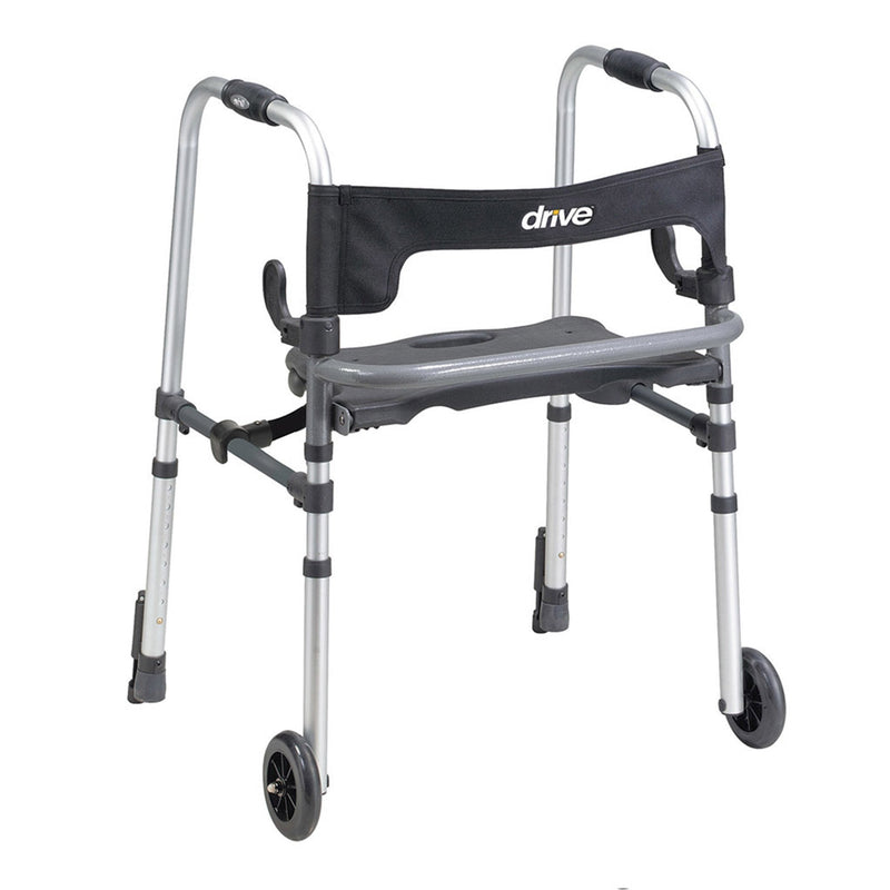 Drive DeVilbiss Healthcare Clever-Lite LS Aluminum Dual Release Folding Walker, 29.5 – 39 Inch Height 