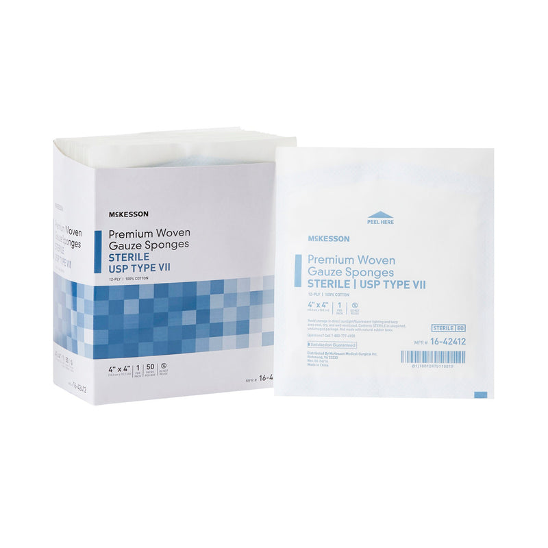 McKesson Sterile USP Type VII Gauze Sponge, 4 x 4 Inch, 12-Ply (Case of 1200)