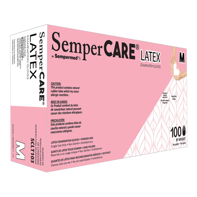 Harps USA Inc Exam Glove SemperCare Latex Medium 100 per Box NonSterile Latex Standard Cuff Length Micro-Textured Ivory Not Rated (1000/CS) 