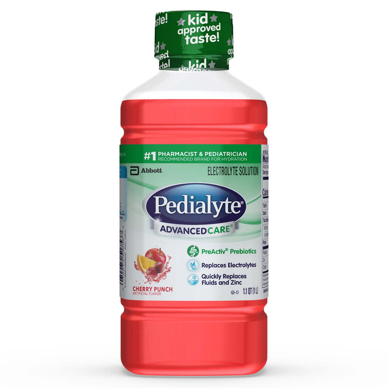Pedialyte AdvancedCare Cherry Punch Electrolyte Solution, 1 Liter Bottle (Case of 8)