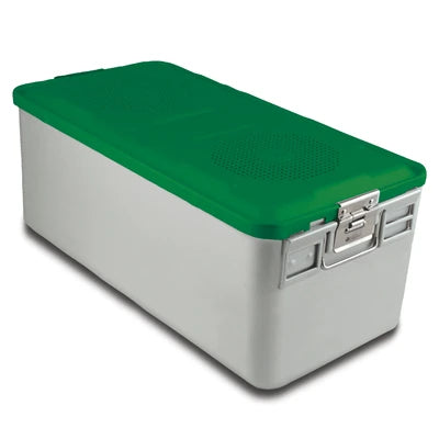 SklarLite Sterilization Container - Full-Size, Safe Lid, Perforated Bottom, 23" x 11" x 10", Green - 10-4236