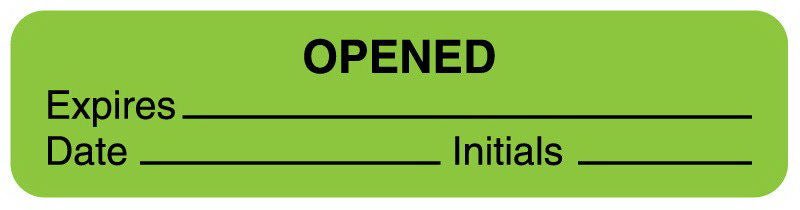Pre-Printed Label Spee-D-Date Auxiliary Label Green Paper OPENED Expires_________Date_____Initials_____ Quality Control Label 3/8 X 1-5/8 Inch (Roll of 565)