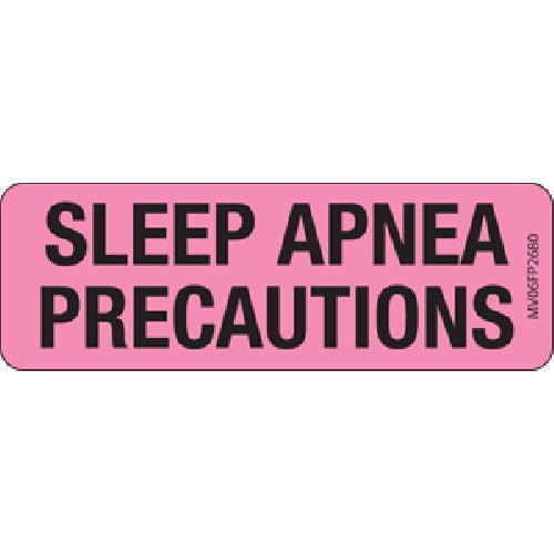 Pre-Printed Label MedVision Auxiliary Label Pink Paper SLEEP APNEA PRECAUTIONS Black Alert Label 1 X 2-15/16 Inch (Roll of 333)