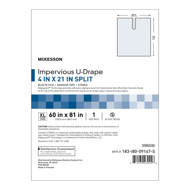 McKesson Sterile Impervious U-Drape, 60 x 81 Inch (Case of 30)