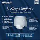 Attends Healthcare Products Attends Sleep Comfort Premium Overnight Underwear, Large, 44 – 58 Inches (64/CS) 