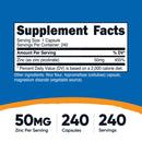 Dietary Supplement nutricost Zinc Picolinate 50 mg Strength Capsule 240 Per Bottle (12/CS)