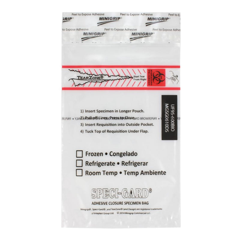 Speci-Gard Specimen Transport Bag, Document Pouch, Adhesive Closure, 6 x 10" (Case of 1000) 