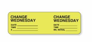PDC Healthcare Pre-Printed Label pdc Anesthesia Label Yellow Permanent Paper Change Wednesday Date_Time_Int_ Black Syringe Label 7/8 X 7/8 Inch (1000/RL) 