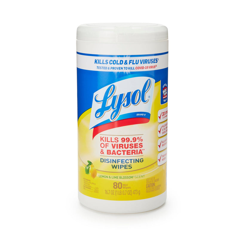 Surface Disinfectant Cleaner Lysol Manual Pull Wipe 80 Count Canister Lemon Lime Blossom Scent NonSterile (Carton of 480)