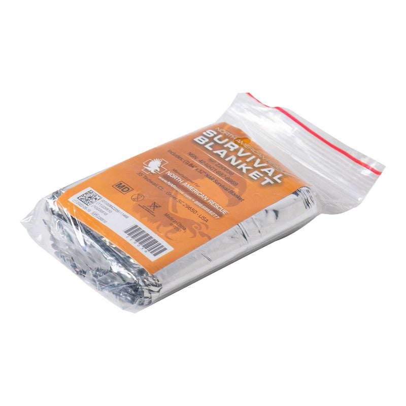 Emergency Blanket North American Rescue 56 X 84 Inch Mylar / Polyethylene 1.84 oz. Silver