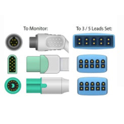 Datascope ECG Trunk Cable  TT-25400: 6-Pin Round Connector