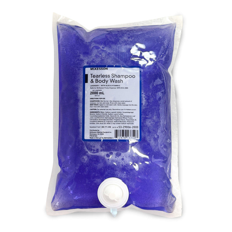 McKesson Tearless Shampoo & Body Wash, 2000 mL Dispenser Refill Bag, Lavender (Case of 4)