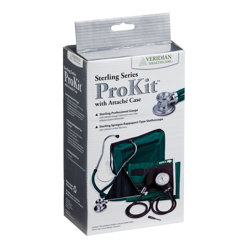 Sterling Series ProKit Aneroid Sphygmomanometer with Stethoscope, Black