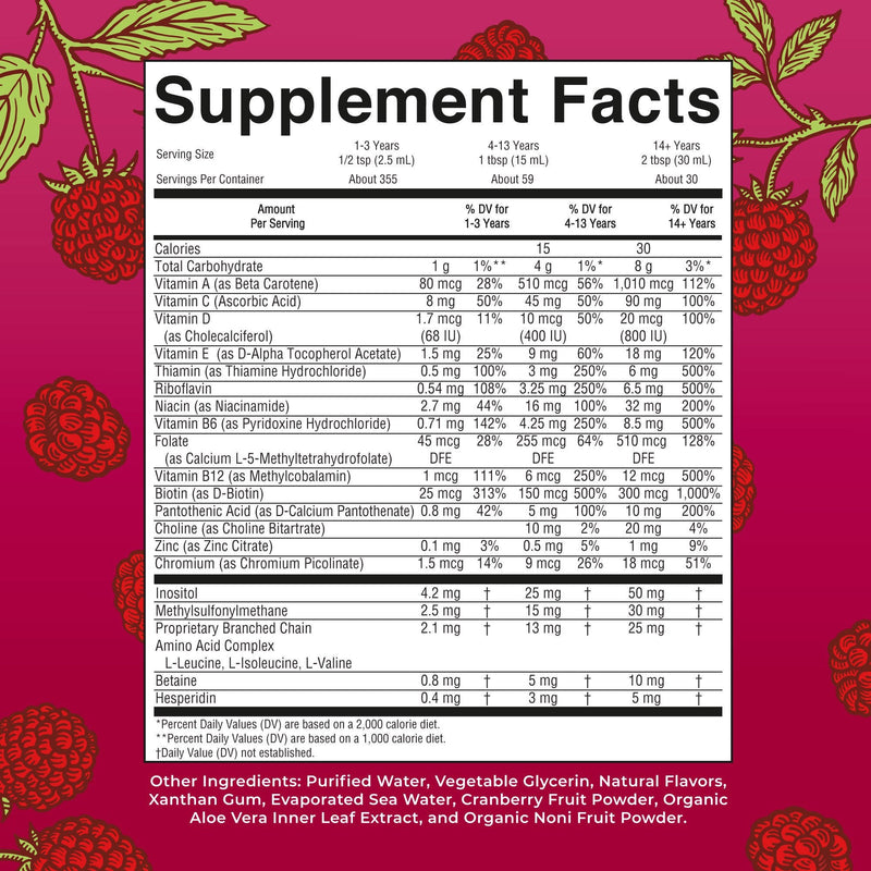 Mary Ruth's Liquid Morning Multivitamin, Raspberry Flavor, 30-ounce Bottle (6/CS) 