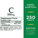 Nature's Bounty Vitamin C-500 mg Tablets (Bottle of 250)