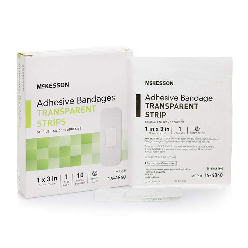 McKesson Sheer Adhesive Strip, 1 x 3 Inch (Case of 320)