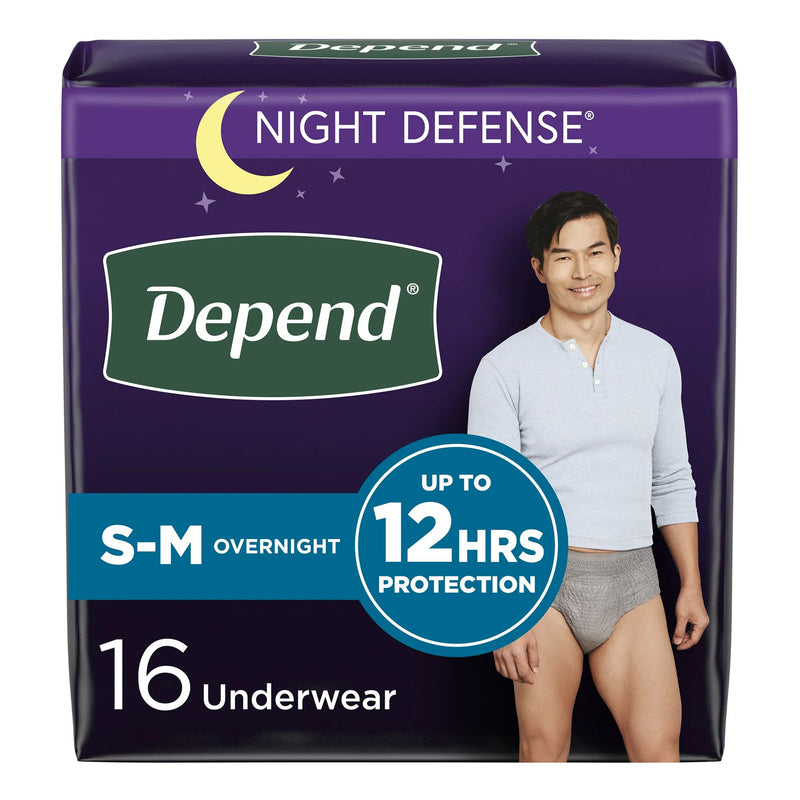 Depend Night Defense Absorbent Underwear for Men, Small/Medium (Case of 64)