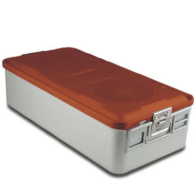 SklarLite Sterilization Container - Full-Size, Standard Lid, Non-Perforated Bottom, 23" x 11" x 6", Red - 10-4100 