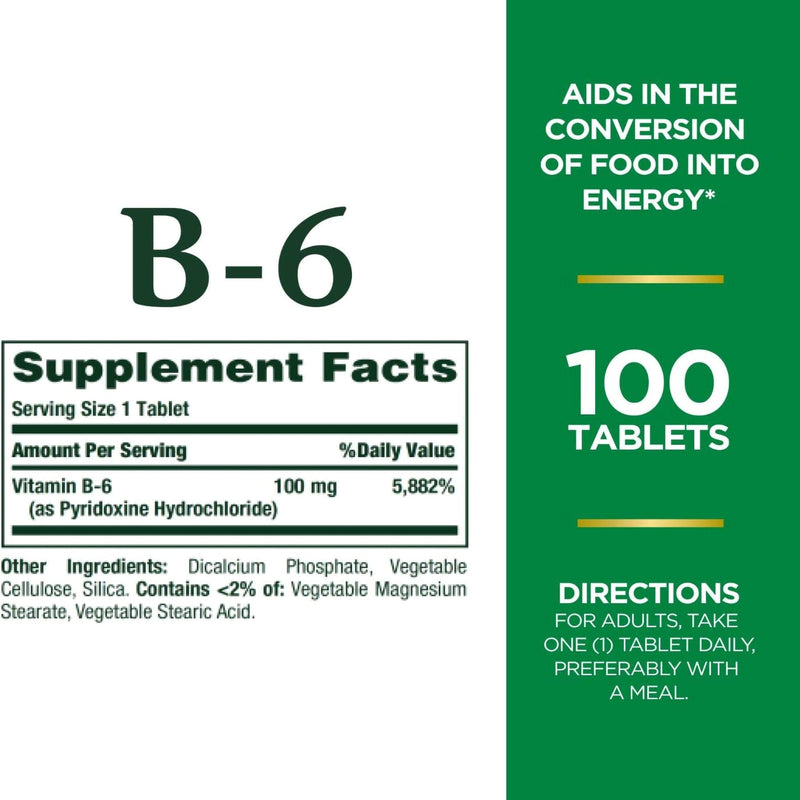 Nature's Bounty Vitamin B-6 100 mg Tablets