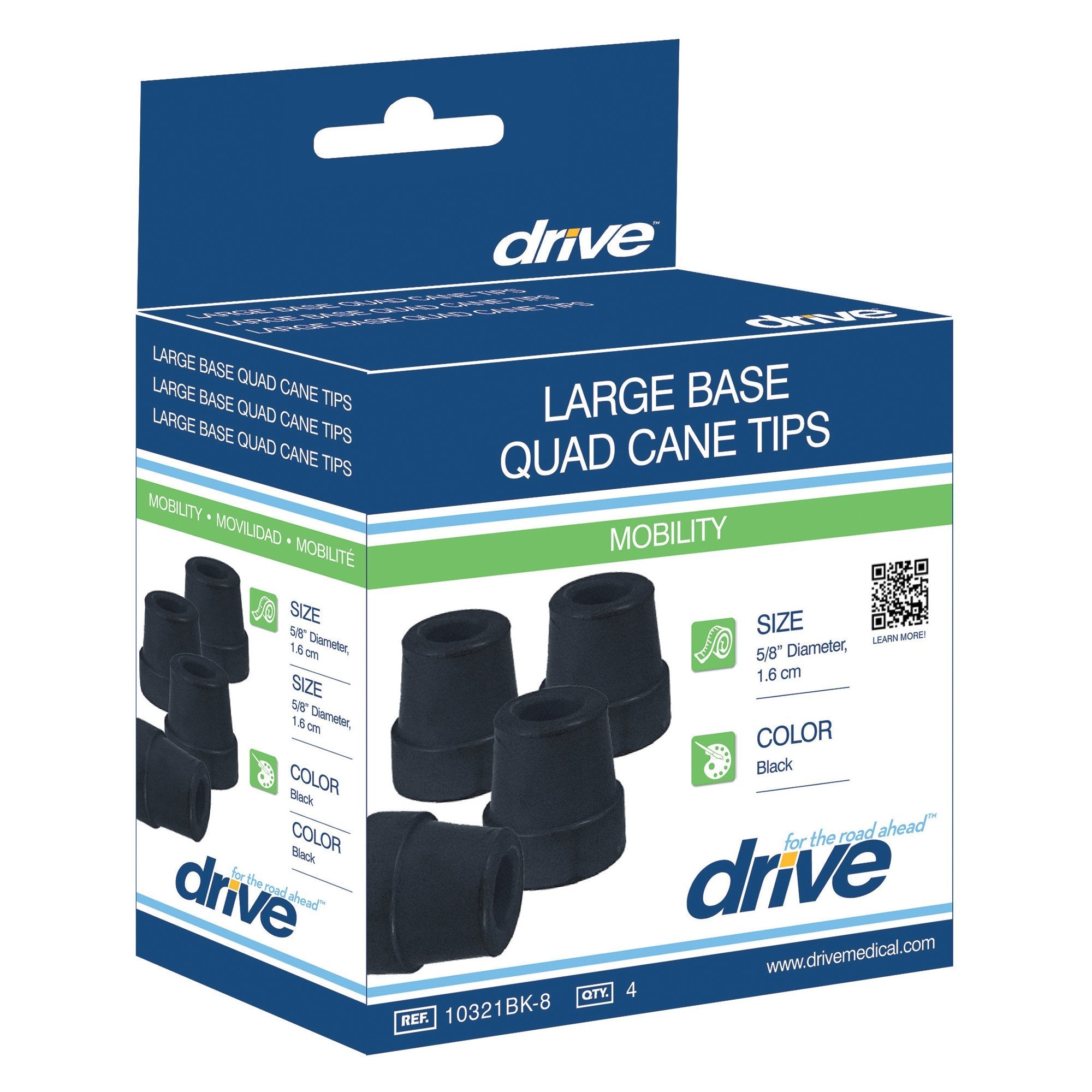 Drive DeVilbiss Healthcare drive Large Base Quad Cane Tips, 5/8-Inch Diameter 