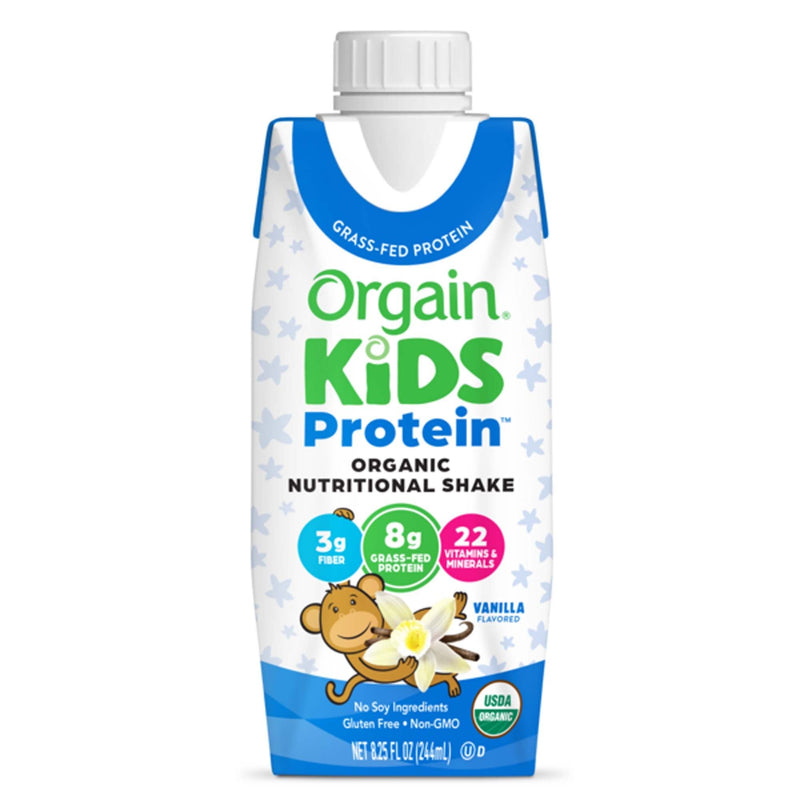 Pediatric Oral Supplement Orgain Kids Protein Organic Nutritional Shake Vanilla Flavor 8.25 oz. Carton Liquid Protein (Case of 12) 