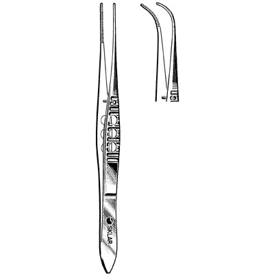 Sklar LiteGrip Iris Dressing Forceps - 4", Full-Curved, Serrated - 66-3142