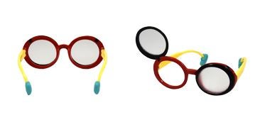 GOOD-LITE Occluder Glasses Flip Up Style Opaque Green / Red / Yellow Plastic (Pair)