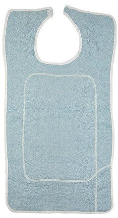 Beck's Classic Beck's Classic Adult Bib with Barrier, White and Blue Terry, 18 x 36 Inch (12/DZ) 